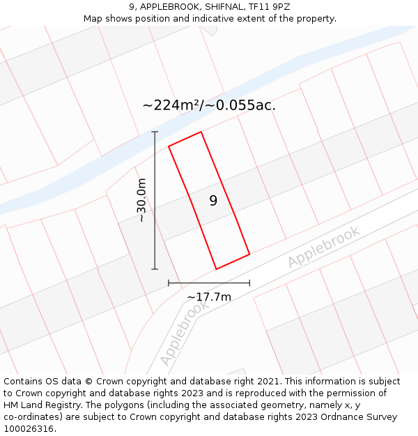 9, APPLEBROOK, SHIFNAL, TF11 9PZ: Plot and title map