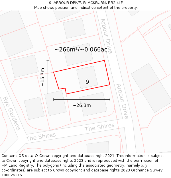 9, ARBOUR DRIVE, BLACKBURN, BB2 4LF: Plot and title map