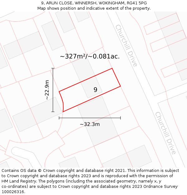9, ARUN CLOSE, WINNERSH, WOKINGHAM, RG41 5PG: Plot and title map