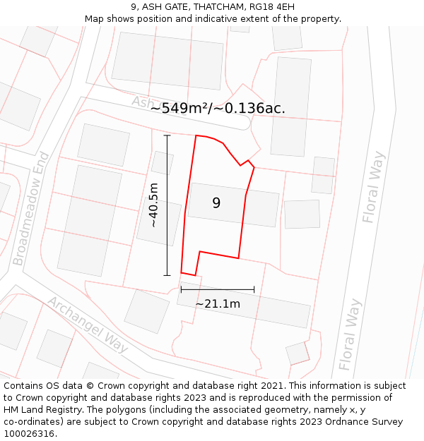 9, ASH GATE, THATCHAM, RG18 4EH: Plot and title map