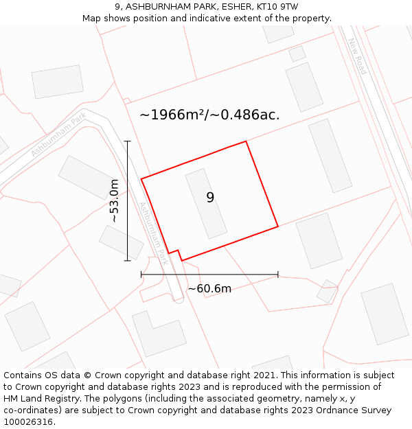 9, ASHBURNHAM PARK, ESHER, KT10 9TW: Plot and title map