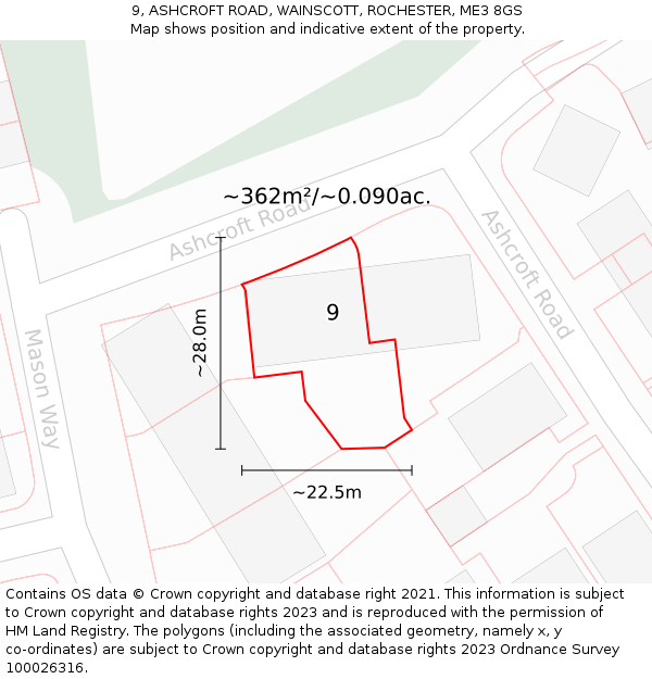 9, ASHCROFT ROAD, WAINSCOTT, ROCHESTER, ME3 8GS: Plot and title map