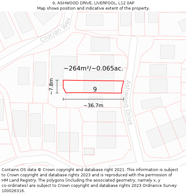 9, ASHWOOD DRIVE, LIVERPOOL, L12 0AP: Plot and title map