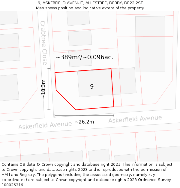 9, ASKERFIELD AVENUE, ALLESTREE, DERBY, DE22 2ST: Plot and title map