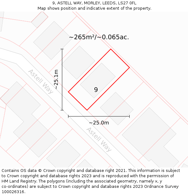 9, ASTELL WAY, MORLEY, LEEDS, LS27 0FL: Plot and title map