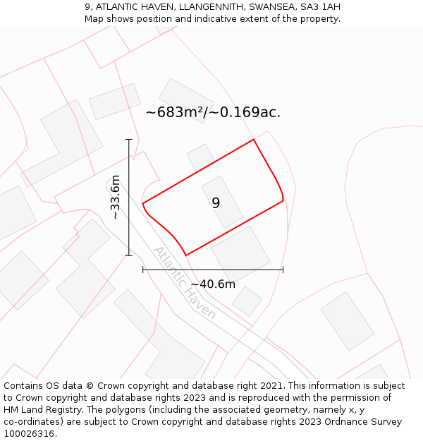 9, ATLANTIC HAVEN, LLANGENNITH, SWANSEA, SA3 1AH: Plot and title map