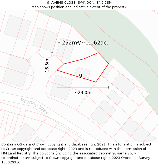 9, AVENS CLOSE, SWINDON, SN2 2SN: Plot and title map