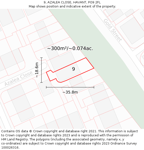 9, AZALEA CLOSE, HAVANT, PO9 2FL: Plot and title map