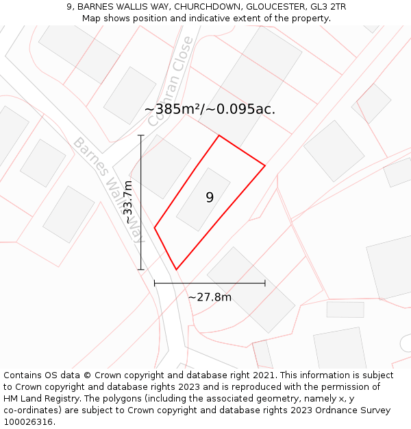 9, BARNES WALLIS WAY, CHURCHDOWN, GLOUCESTER, GL3 2TR: Plot and title map