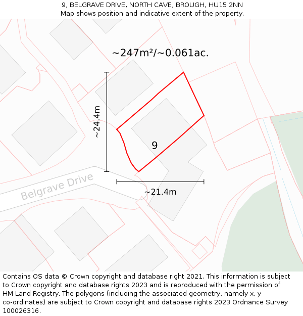 9, BELGRAVE DRIVE, NORTH CAVE, BROUGH, HU15 2NN: Plot and title map