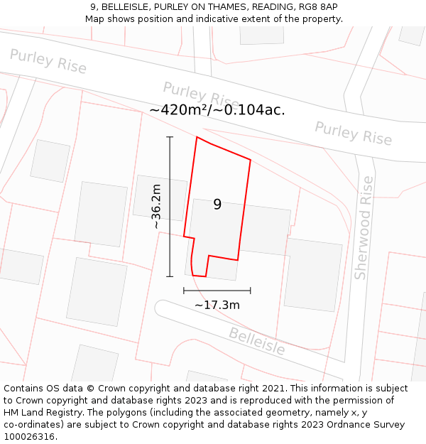 9, BELLEISLE, PURLEY ON THAMES, READING, RG8 8AP: Plot and title map