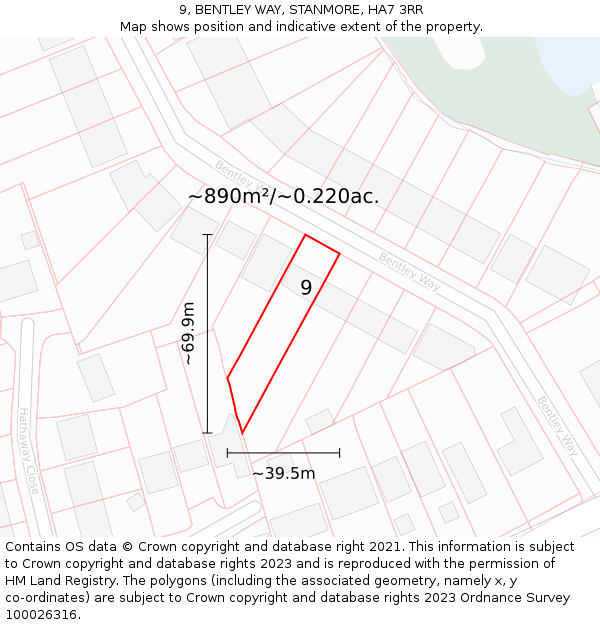 9, BENTLEY WAY, STANMORE, HA7 3RR: Plot and title map