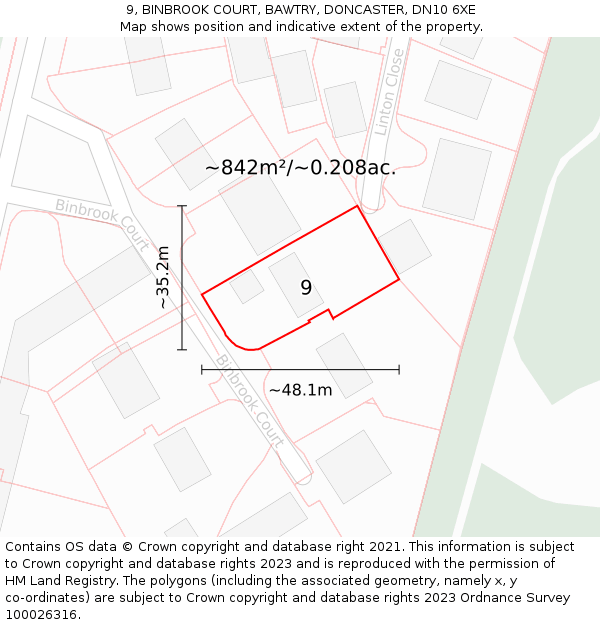 9, BINBROOK COURT, BAWTRY, DONCASTER, DN10 6XE: Plot and title map