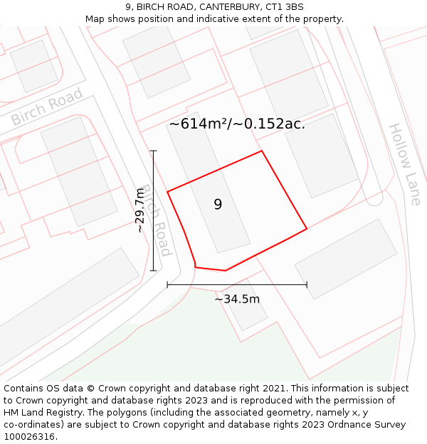 9, BIRCH ROAD, CANTERBURY, CT1 3BS: Plot and title map