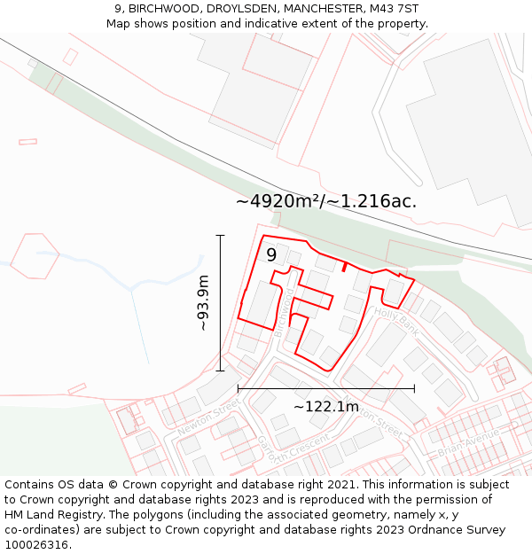 9, BIRCHWOOD, DROYLSDEN, MANCHESTER, M43 7ST: Plot and title map