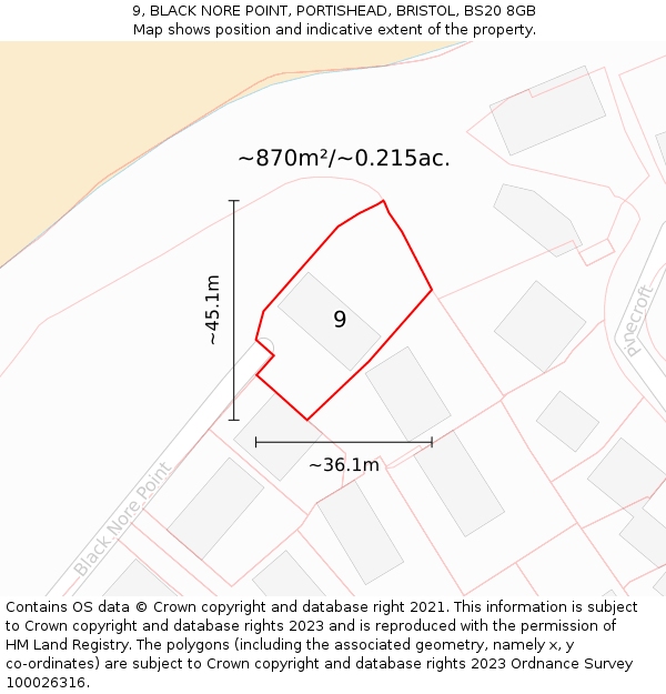 9, BLACK NORE POINT, PORTISHEAD, BRISTOL, BS20 8GB: Plot and title map