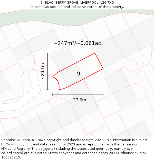 9, BLACKBERRY GROVE, LIVERPOOL, L26 7XQ: Plot and title map