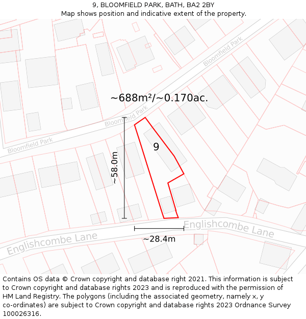9, BLOOMFIELD PARK, BATH, BA2 2BY: Plot and title map