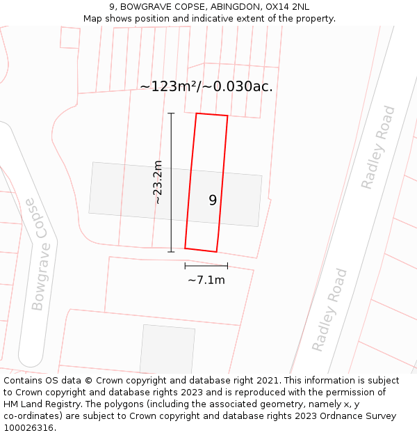 9, BOWGRAVE COPSE, ABINGDON, OX14 2NL: Plot and title map