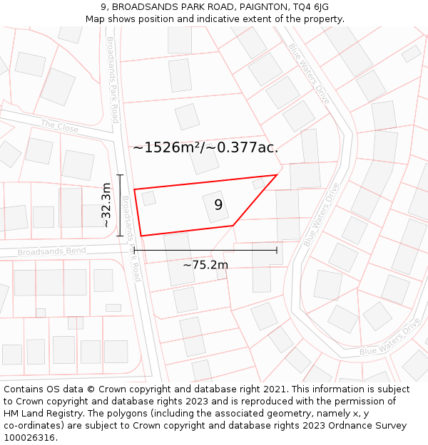 9, BROADSANDS PARK ROAD, PAIGNTON, TQ4 6JG: Plot and title map