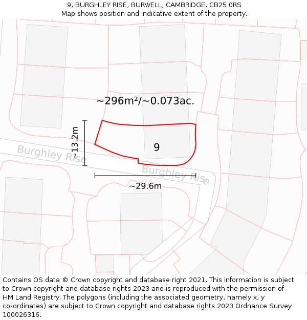 9, BURGHLEY RISE, BURWELL, CAMBRIDGE, CB25 0RS: Plot and title map