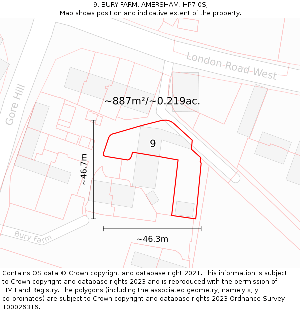 9, BURY FARM, AMERSHAM, HP7 0SJ: Plot and title map