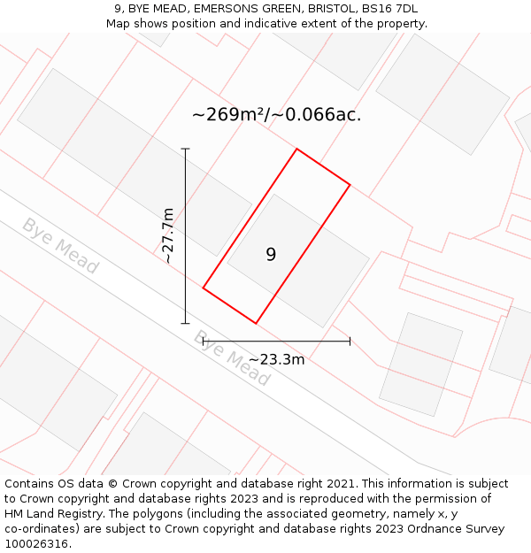 9, BYE MEAD, EMERSONS GREEN, BRISTOL, BS16 7DL: Plot and title map