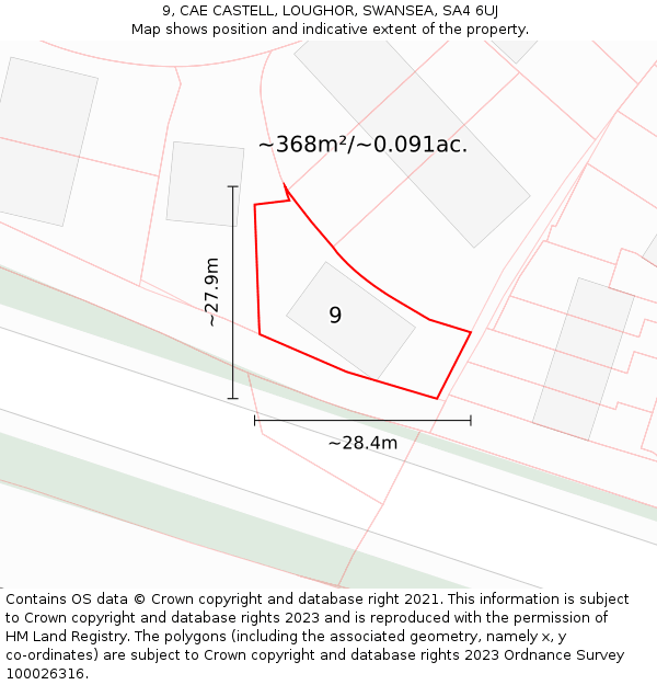 9, CAE CASTELL, LOUGHOR, SWANSEA, SA4 6UJ: Plot and title map