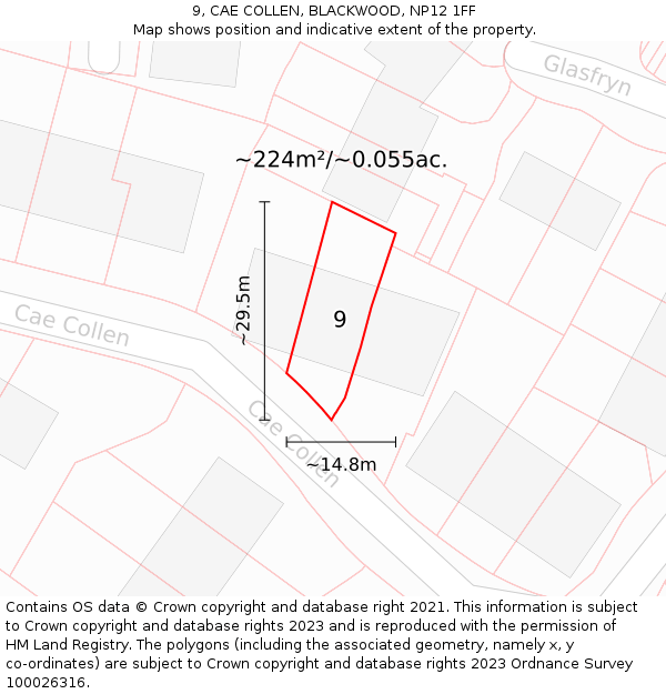 9, CAE COLLEN, BLACKWOOD, NP12 1FF: Plot and title map