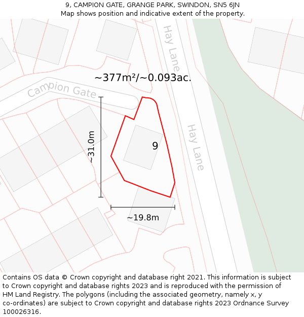 9, CAMPION GATE, GRANGE PARK, SWINDON, SN5 6JN: Plot and title map