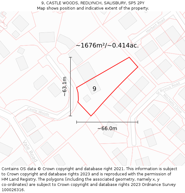 9, CASTLE WOODS, REDLYNCH, SALISBURY, SP5 2PY: Plot and title map