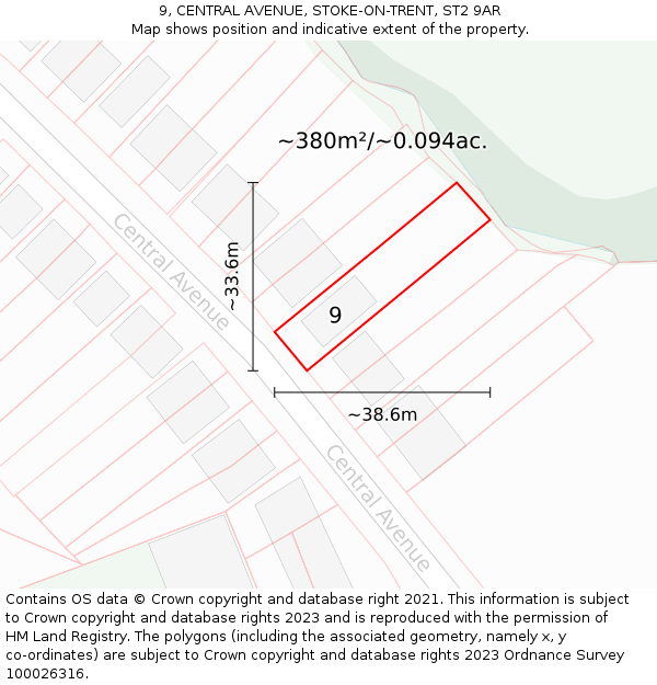 9, CENTRAL AVENUE, STOKE-ON-TRENT, ST2 9AR: Plot and title map