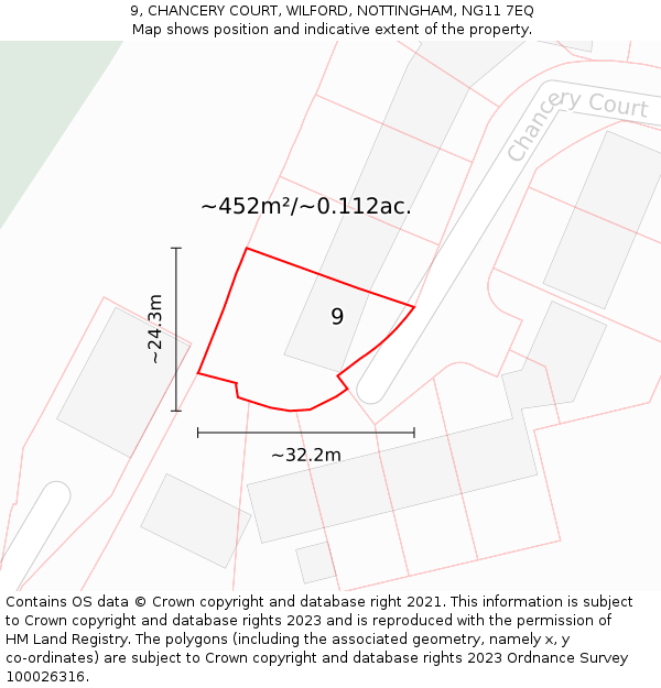 9, CHANCERY COURT, WILFORD, NOTTINGHAM, NG11 7EQ: Plot and title map