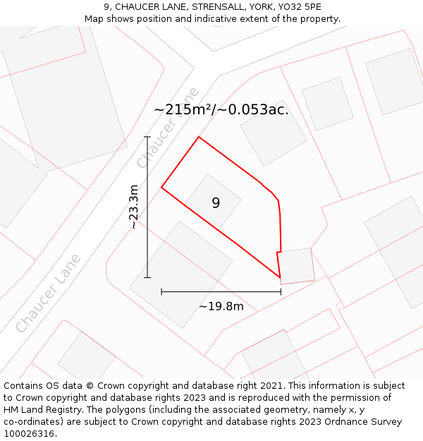 9, CHAUCER LANE, STRENSALL, YORK, YO32 5PE: Plot and title map