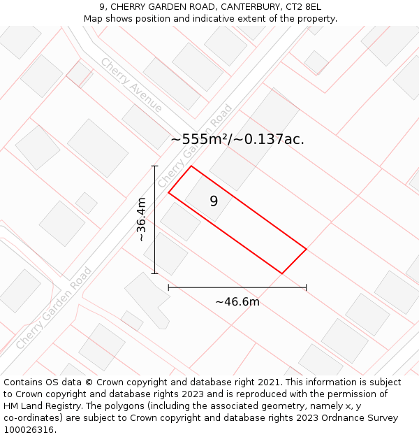 9, CHERRY GARDEN ROAD, CANTERBURY, CT2 8EL: Plot and title map