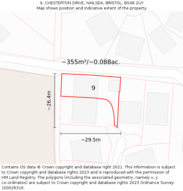 9, CHESTERTON DRIVE, NAILSEA, BRISTOL, BS48 2UY: Plot and title map