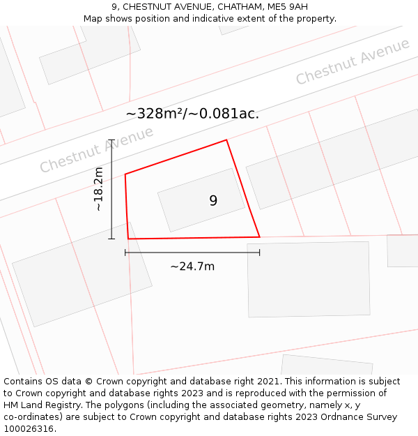 9, CHESTNUT AVENUE, CHATHAM, ME5 9AH: Plot and title map