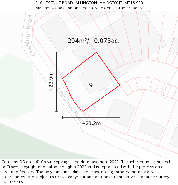 9, CHESTNUT ROAD, ALLINGTON, MAIDSTONE, ME16 9FR: Plot and title map