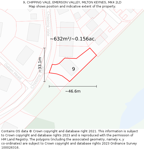 9, CHIPPING VALE, EMERSON VALLEY, MILTON KEYNES, MK4 2LD: Plot and title map