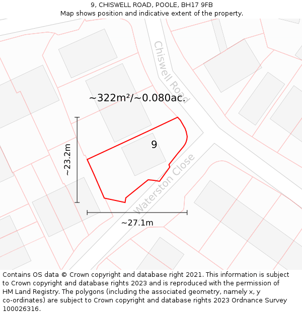 9, CHISWELL ROAD, POOLE, BH17 9FB: Plot and title map