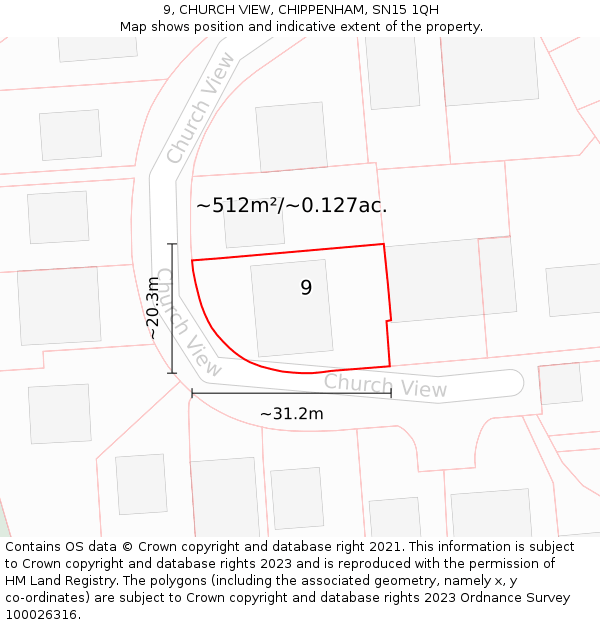 9, CHURCH VIEW, CHIPPENHAM, SN15 1QH: Plot and title map