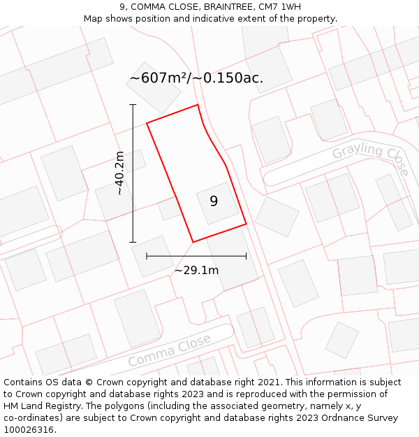 9, COMMA CLOSE, BRAINTREE, CM7 1WH: Plot and title map