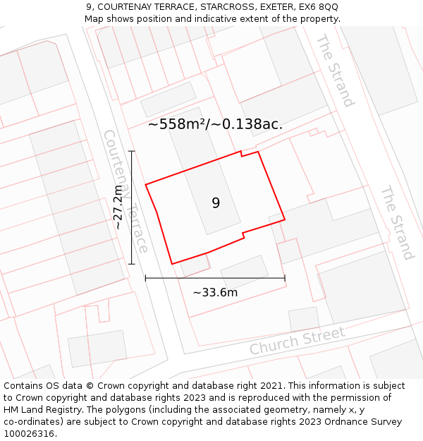 9, COURTENAY TERRACE, STARCROSS, EXETER, EX6 8QQ: Plot and title map