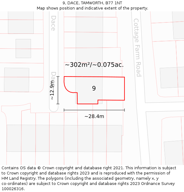 9, DACE, TAMWORTH, B77 1NT: Plot and title map