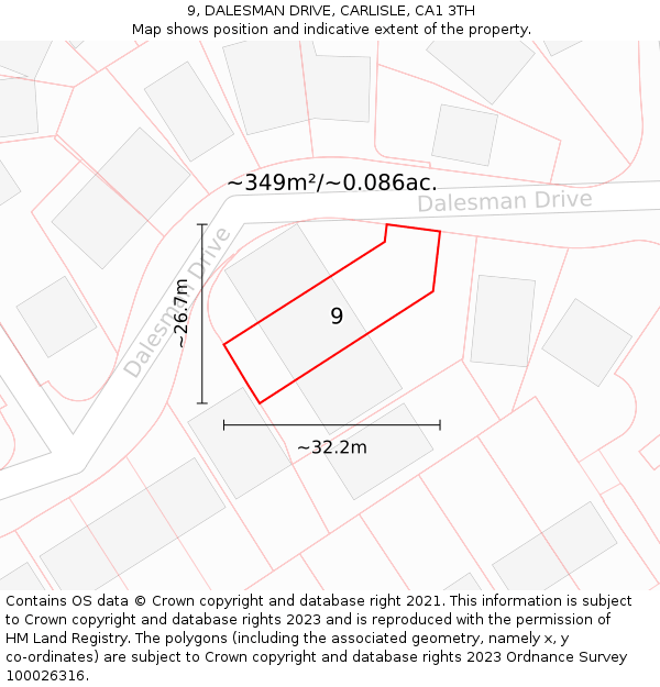 9, DALESMAN DRIVE, CARLISLE, CA1 3TH: Plot and title map