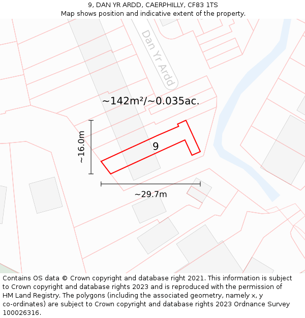 9, DAN YR ARDD, CAERPHILLY, CF83 1TS: Plot and title map