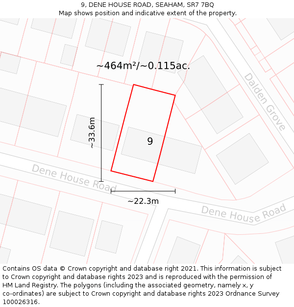 9, DENE HOUSE ROAD, SEAHAM, SR7 7BQ: Plot and title map