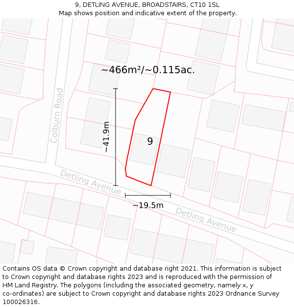 9, DETLING AVENUE, BROADSTAIRS, CT10 1SL: Plot and title map