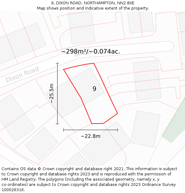 9, DIXON ROAD, NORTHAMPTON, NN2 8XE: Plot and title map