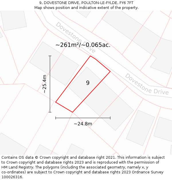 9, DOVESTONE DRIVE, POULTON-LE-FYLDE, FY6 7FT: Plot and title map